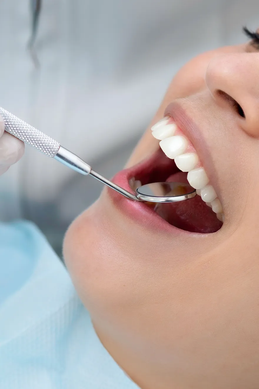 A patient during a gentle dental check-up